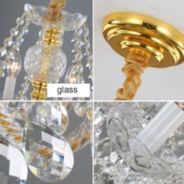 European Clear Crystal Chandelier Glass Lamp Body 8 Lights Gold Body Ceiling Lamp