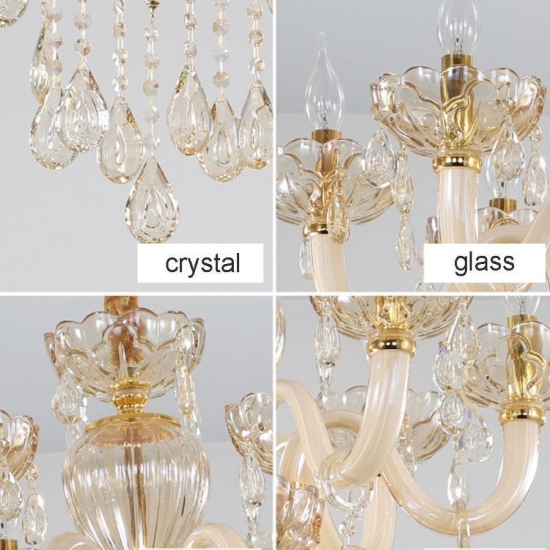 Gorgeous Crystal Chandelier European Cognac Color Ceiling Light Glass Body 8 Lights