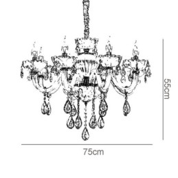 Gorgeous Crystal Chandelier European Cognac Color Ceiling Light Glass Body 8 Lights