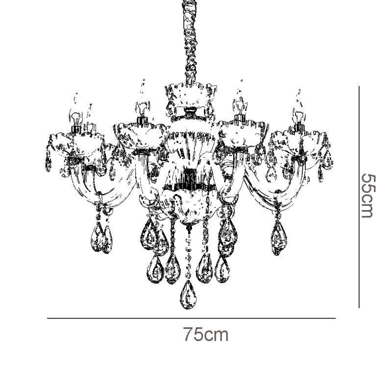 Gorgeous Crystal Chandelier European Cognac Color Ceiling Light Glass Body 8 Lights