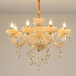Eye Catching Crystal Chandelier European Cognac Color Ceiling Lamp Glass Body 8 Lights