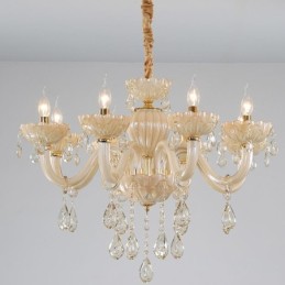 Eye Catching Crystal Chandelier European Cognac Color Ceiling Lamp Glass Body 8 Lights