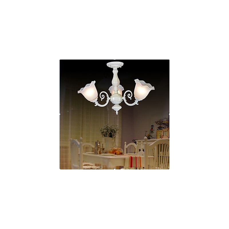 Flush Mount Three Lights White European Retro Classic