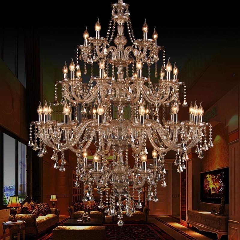 Cognac Crystal Chandelier Ceiling Light With 35 Lights