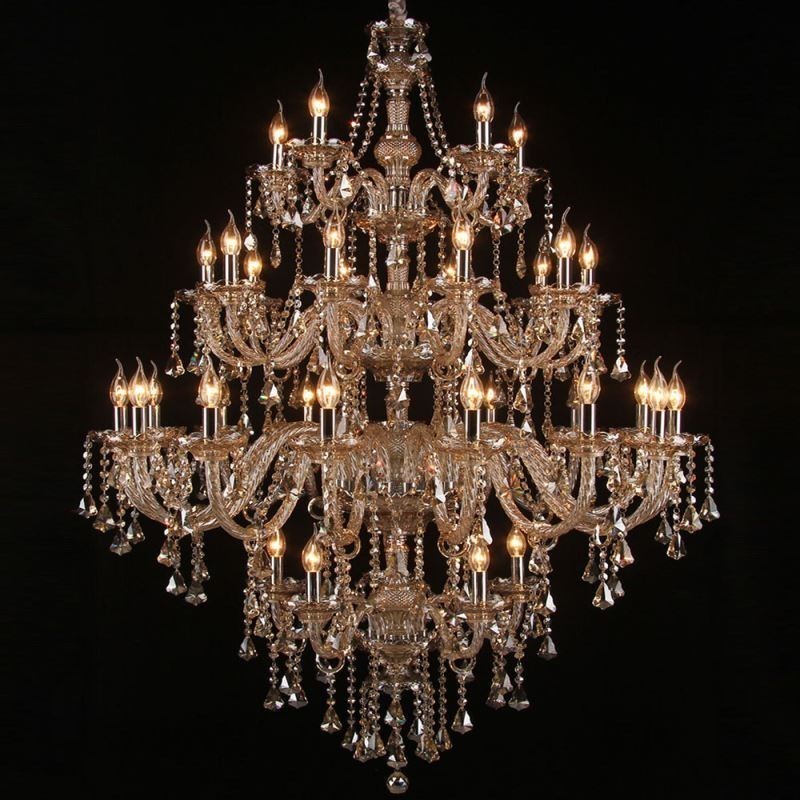 Cognac Crystal Chandelier Ceiling Light With 35 Lights