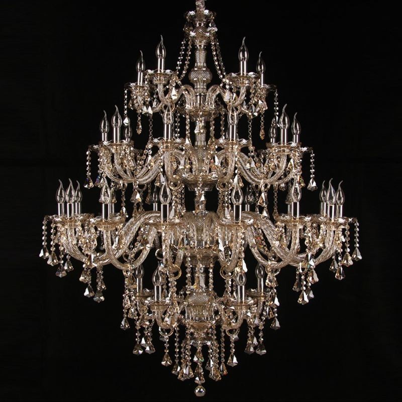 Cognac Crystal Chandelier Ceiling Light With 35 Lights