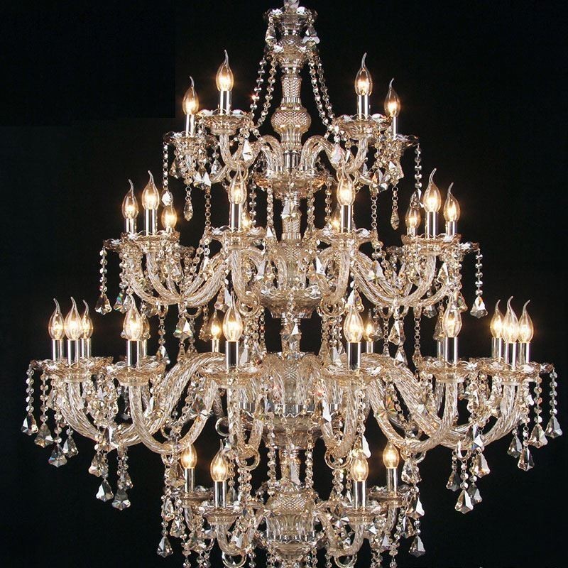 Cognac Crystal Chandelier Ceiling Light With 35 Lights