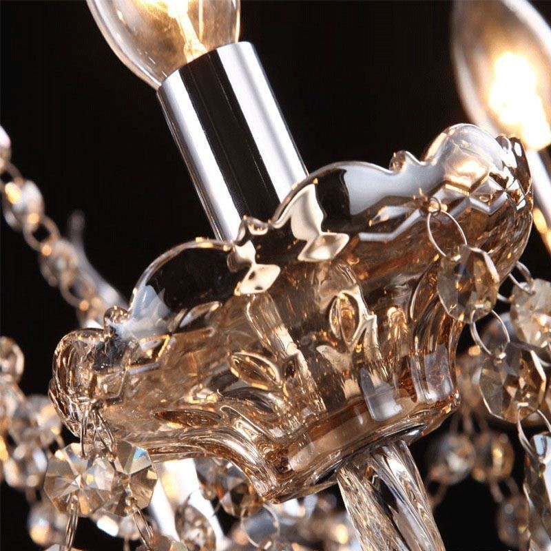 Cognac Crystal Chandelier Ceiling Light With 35 Lights