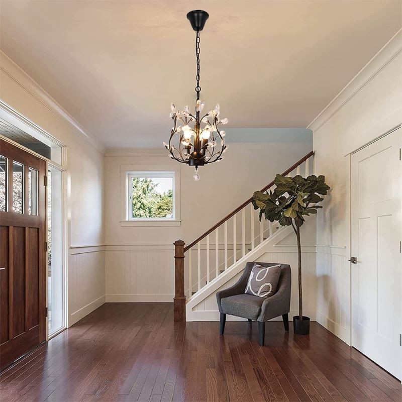 Black Retro Chandelier Crystal Ceiling Light