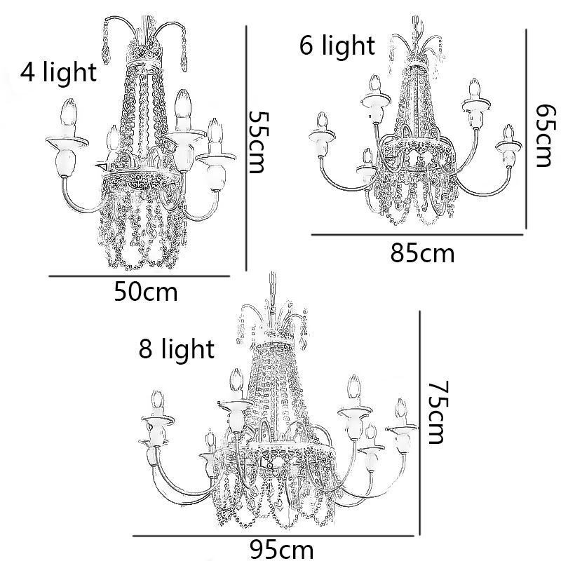 Nordic Crystal Chandelier Paint Craft Cream Ceiling Light