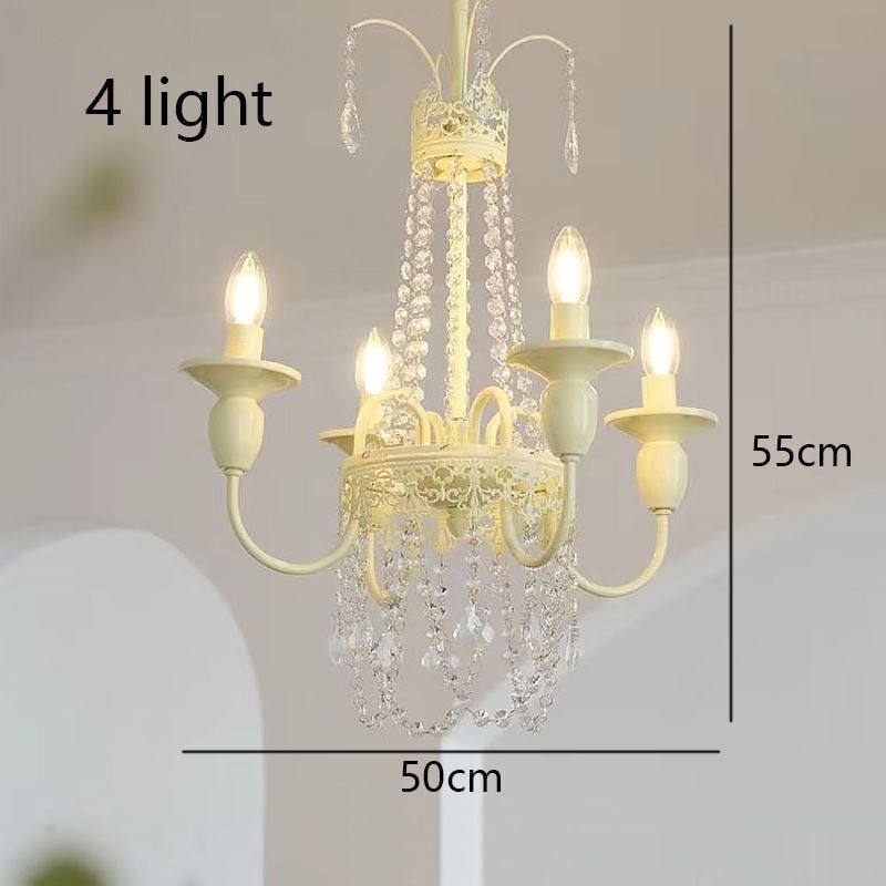 Nordic Crystal Chandelier Paint Craft Cream Ceiling Light