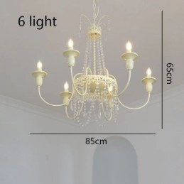 Nordic Crystal Chandelier Paint Craft Cream Ceiling Light