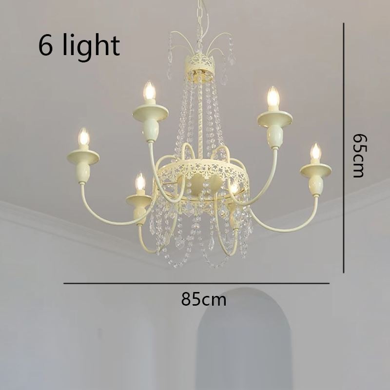 Nordic Crystal Chandelier Paint Craft Cream Ceiling Light