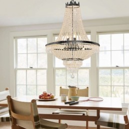 Classic Crystal Chandelier Black Empire Style Pendant Light 9 Lights