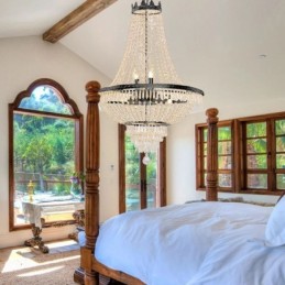 Classic Crystal Chandelier Black Empire Style Pendant Light 9 Lights