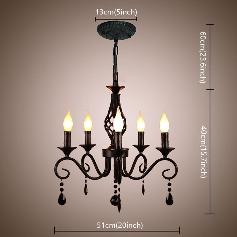 Rustic Wrought Iron Chandelier 5 Lights