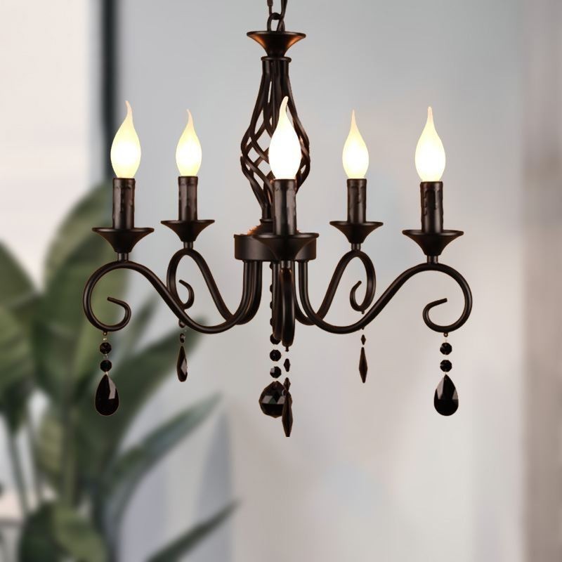 Rustic Wrought Iron Chandelier 5 Lights