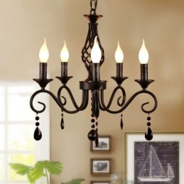 Rustic Wrought Iron Chandelier 5 Lights