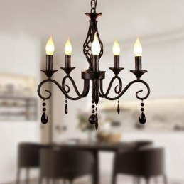 Rustic Wrought Iron Chandelier 5 Lights