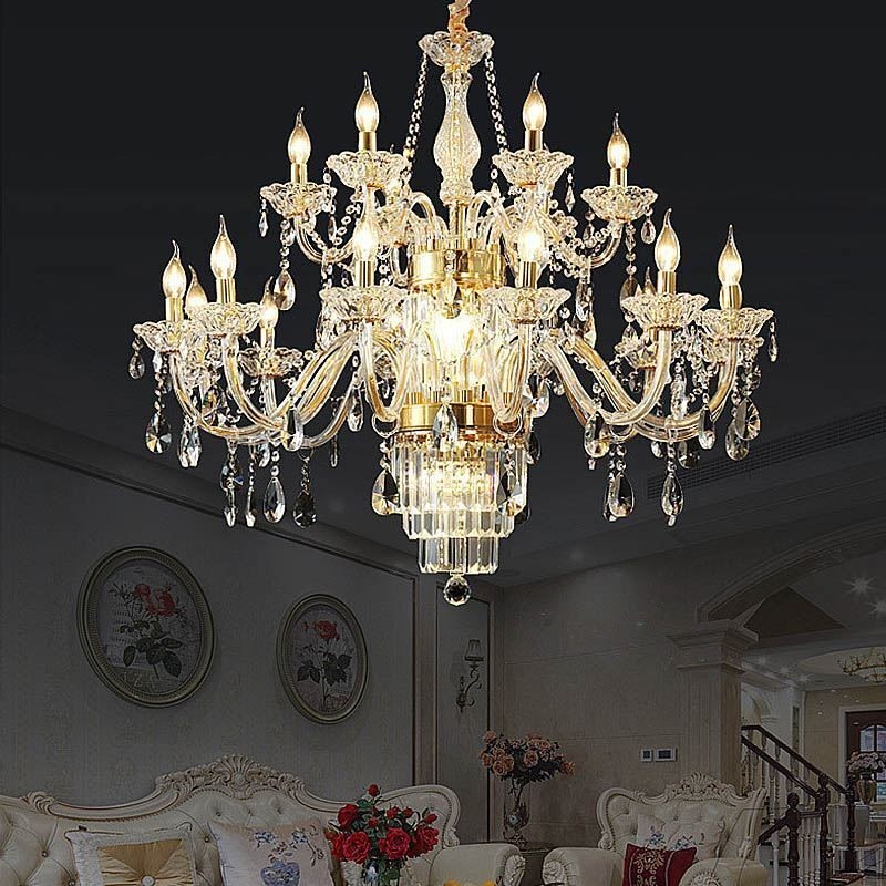 Large Crystal Chandelier European Classic Pendant Light