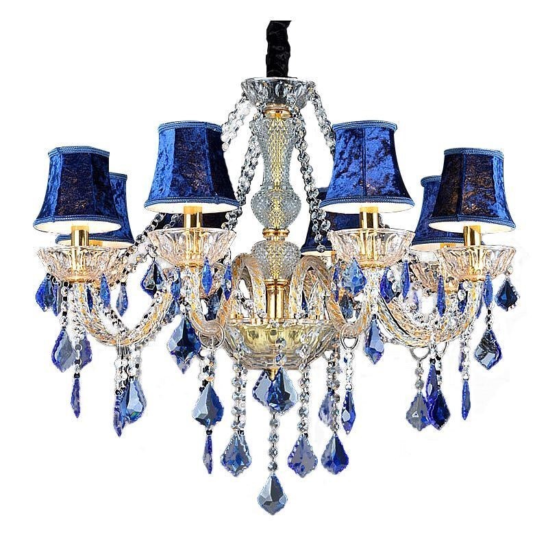 European Crystal Chandelier Luxury Pendant Light Blue Pendant