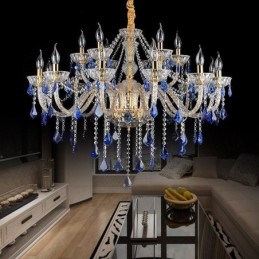 European Crystal Chandelier Luxury Pendant Light Blue Pendant