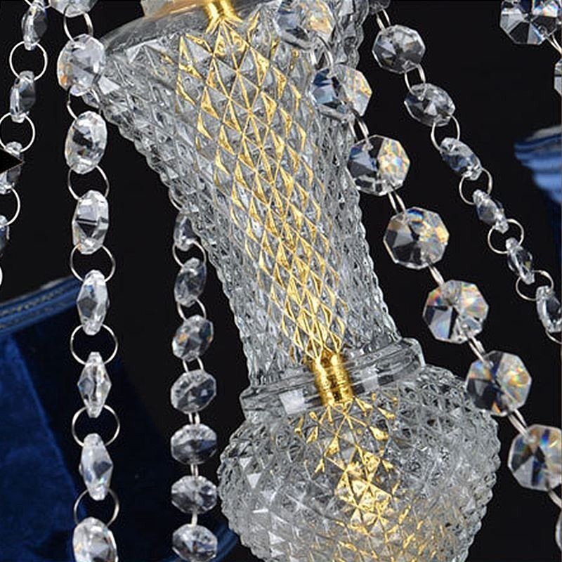 European Crystal Chandelier Luxury Pendant Light Blue Pendant