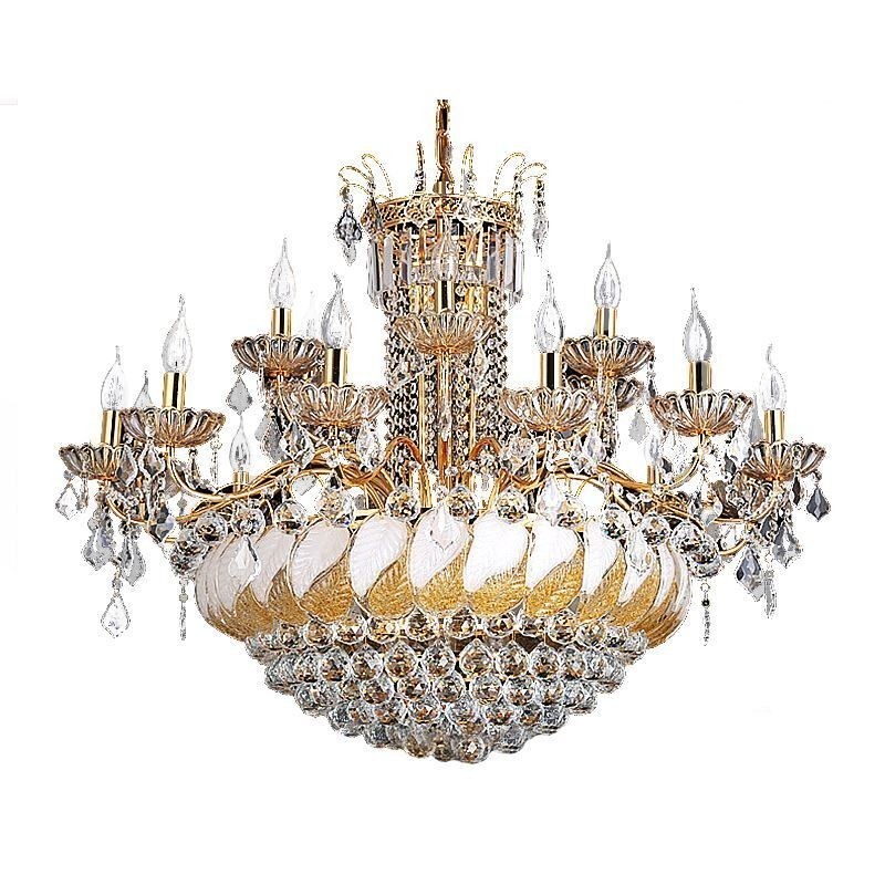 Large Luxury Crystal Chandelier European Gold Ceiling Light