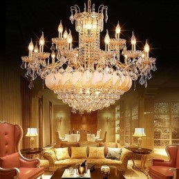 Large Luxury Crystal Chandelier European Gold Ceiling Light