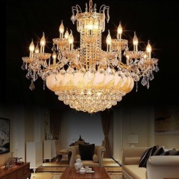 Large Luxury Crystal Chandelier European Gold Ceiling Light