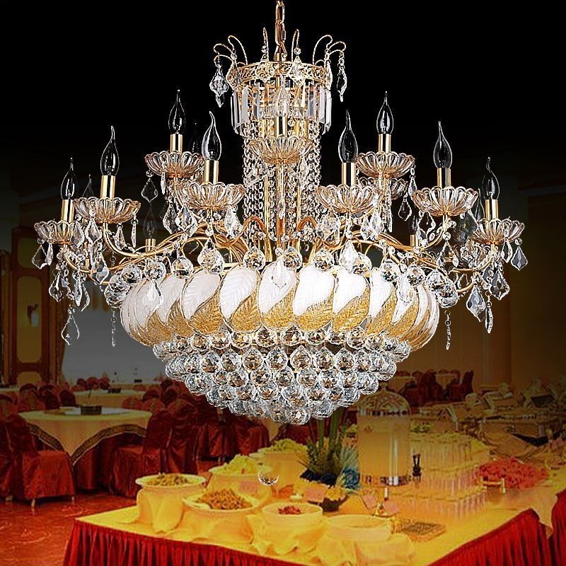 Large Luxury Crystal Chandelier European Gold Ceiling Light