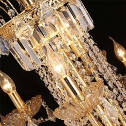 Large Luxury Crystal Chandelier European Gold Ceiling Light