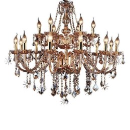 European Crystal Chandelier Elegant Large Pendant Light Amber