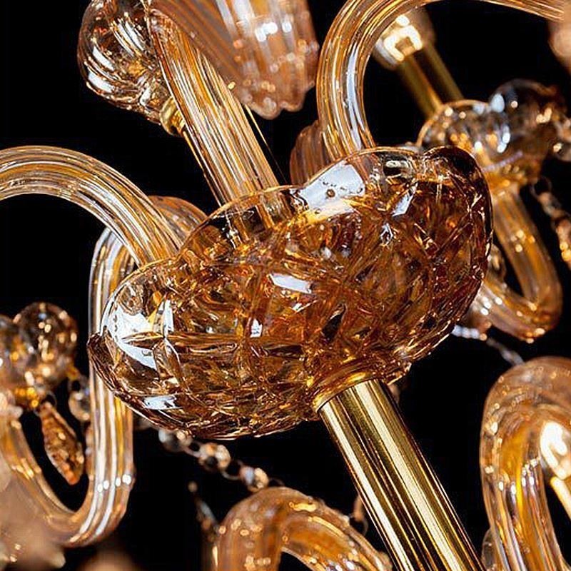 European Crystal Chandelier Elegant Large Pendant Light Amber