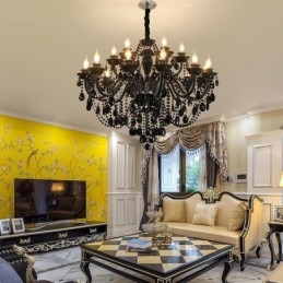 Luxury European Style Crystal Chandelier Black Pendant Light