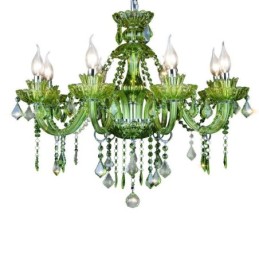European Style Crystal Green Chandelier Candle Pendant Light