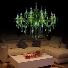 European Style Crystal Green Chandelier Candle Pendant Light