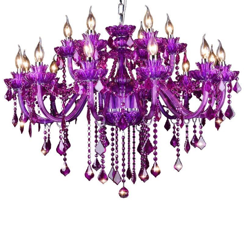 Elegant Purple Crystal Ceiling Light European Chandelier