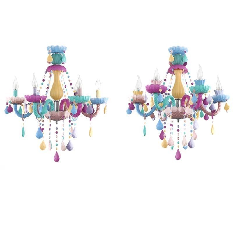 European Colorful Crystal Chandelier Macaron Pendant Light