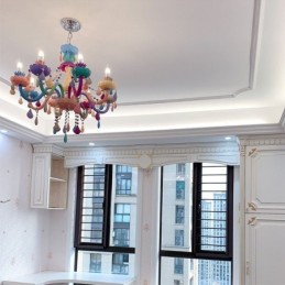 European Colorful Crystal Chandelier Macaron Pendant Light