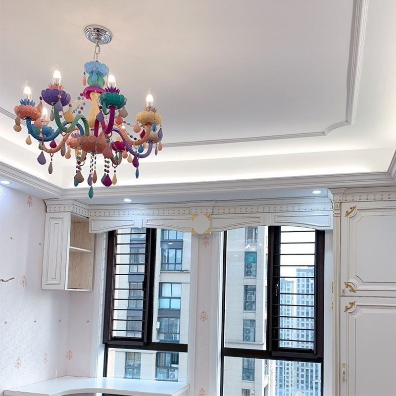 European Colorful Crystal Chandelier Macaron Pendant Light