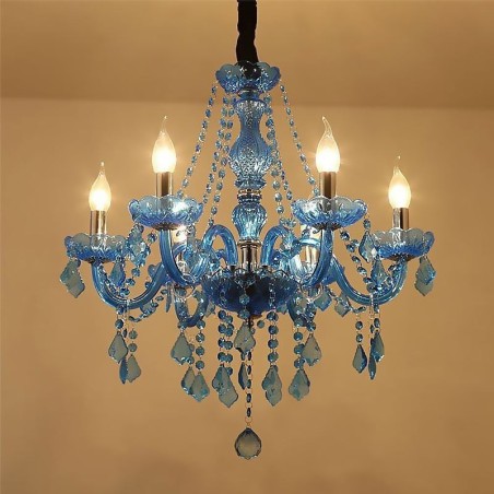 European Style Blue Crystal Chandelier Unique Pendant Light
