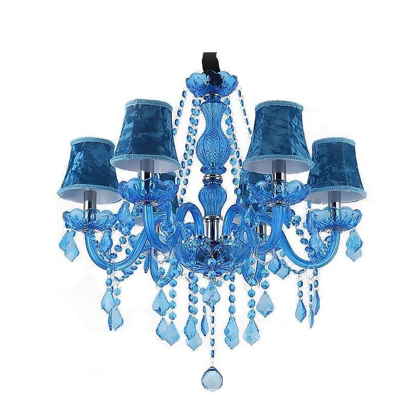 European Style Blue Crystal Chandelier Unique Pendant Light