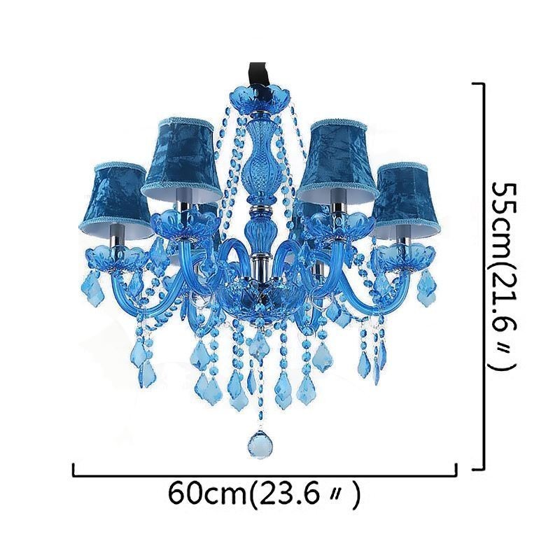 European Style Blue Crystal Chandelier Unique Pendant Light