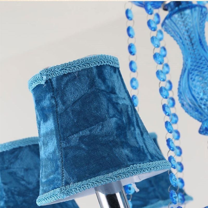 European Style Blue Crystal Chandelier Unique Pendant Light