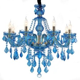 Large Blue Crystal Chandelier European Pendant Light
