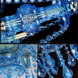 Large Blue Crystal Chandelier European Pendant Light
