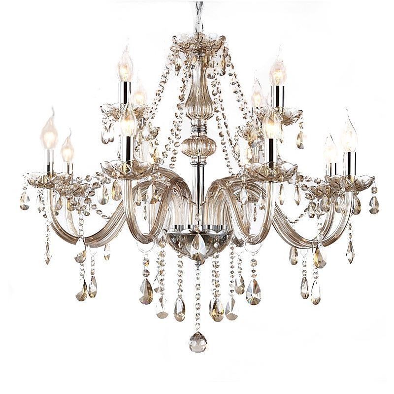 Large Crystal Chandelier Cognac European Ceiling Light