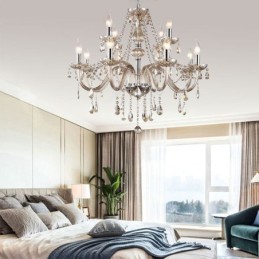 Large Crystal Chandelier Cognac European Ceiling Light