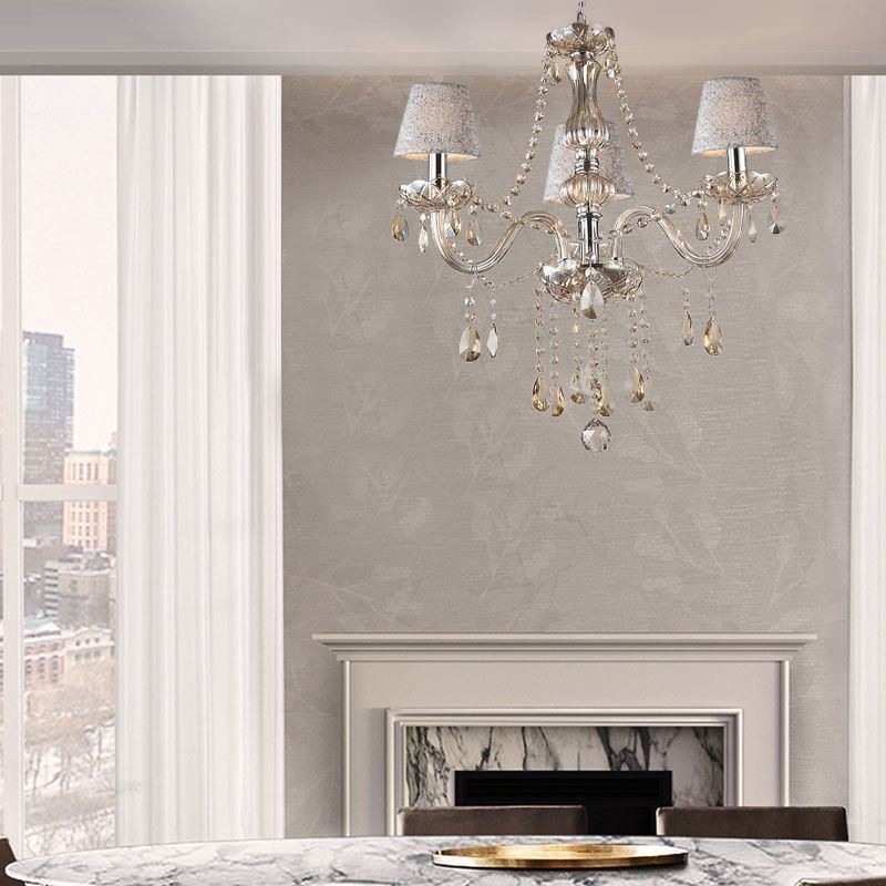 Classic European Crystal Chandelier Cognac Pendant Light